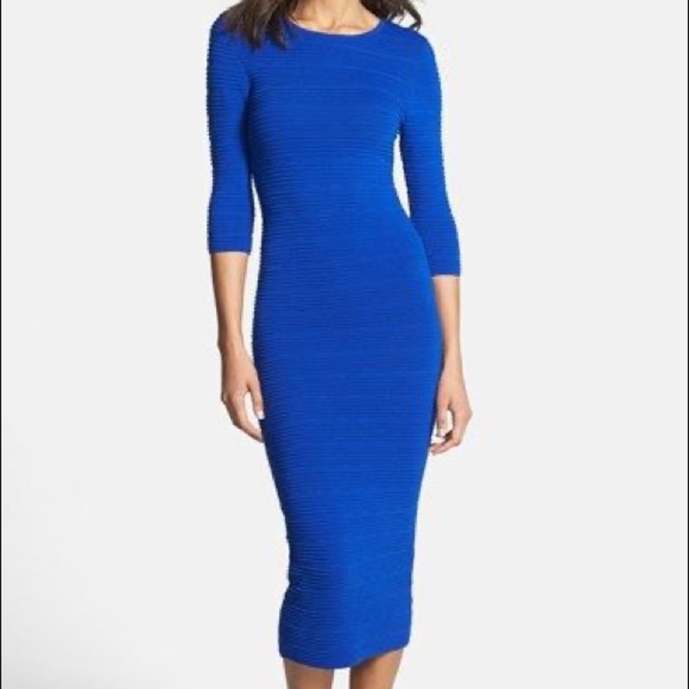 Felicity and Coco Blue Knit Body Con Midi Dress